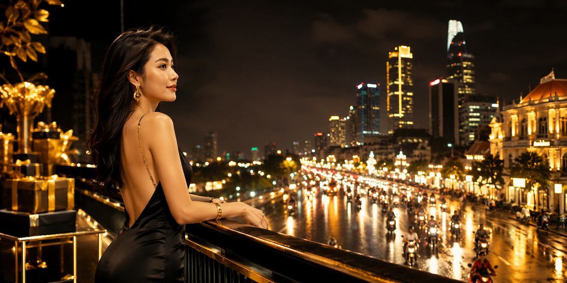 Phố đêm TP.HCM rực sáng đèn neon với không khí giải trí casino sôi động