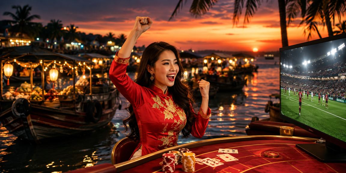 Người chơi Phú Quốc tham gia Baccarat trực tuyến với trang phục áo dài truyền thống Việt Nam